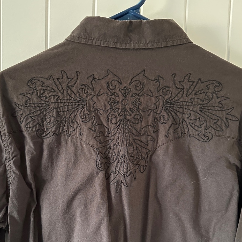 Men's Brown Western Pearl Snap Shirt - Picture 3 of 6